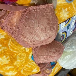 Pink lace bra